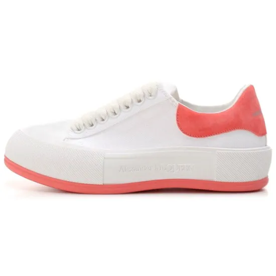 Alexander McQueen Deck Skate Plimsoll Lace Up 'White Coral' Women's