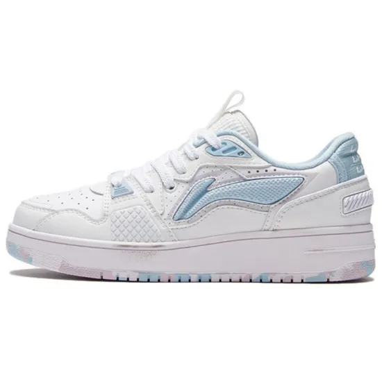 LINING Skateboard Shoes Women's Low-Top Standard White/Light Belly Blue