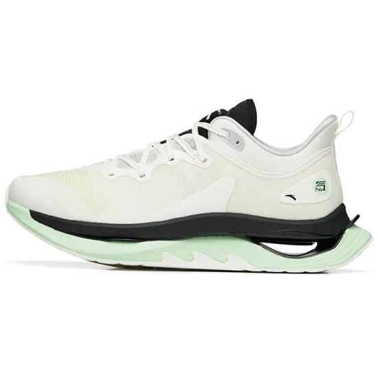 ANTA Running Shoes Men Low-Top Ivory White/Bright Neon Green