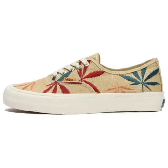 Vans Authentic Low Tops Casual Skateboarding Shoes Unisex Light Brown Embroidered 'Light Brown Red Blue'