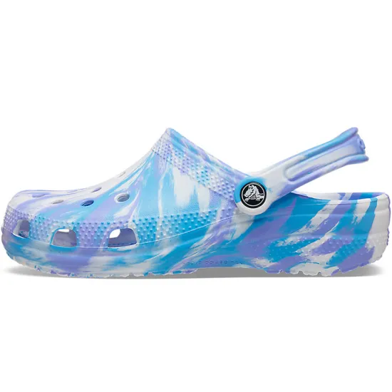 Crocs Classic Clog Marble Beach Sports Unisex White Blue Sandals 'White Blue'