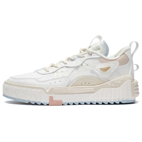 LINING Skateboard Shoes Women's Low-Top Ecru/Egg Cream Gray