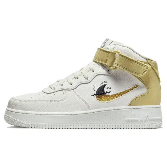 Nike Air Force 1 Skateboarding Shoes Men Mid-top White/Yellow/Black