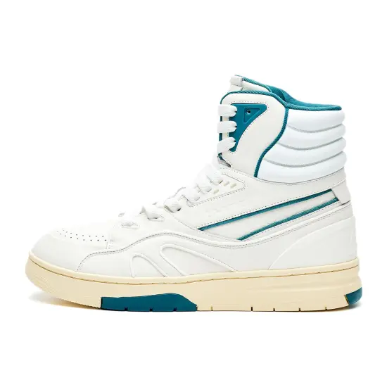 LI-NING 1990 Classic Collection Anti-Slip Wear-Resistant High-Top Skateboard Shoes Men's White Blue