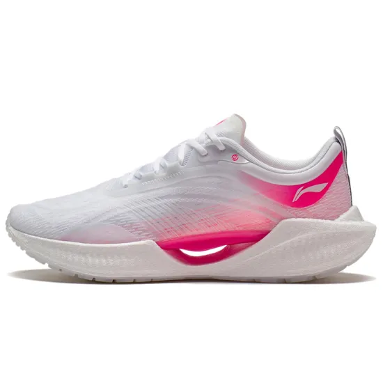 LINING Super Light 19 Running Shoes Women's Low-Top Standard White/Fluorescent Lotus Pink