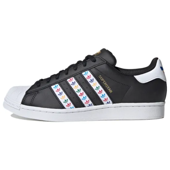 Adidas Superstar Black Multi-Color Trefoil Stripes