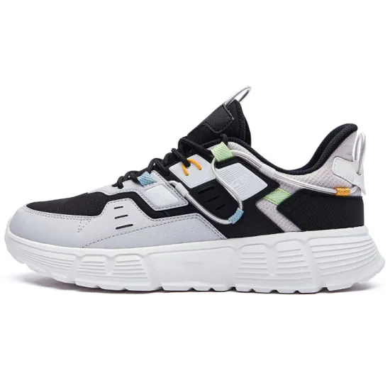 Erke Breathable Low-Top Sports Casual Shoes Men's Black Gray