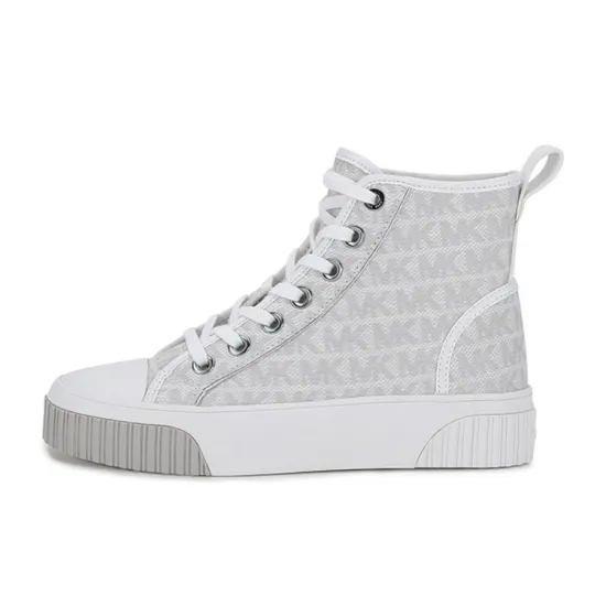 MICHAEL KORS Gertie High Top Stylish Skateboarding Shoes Women's Silver White