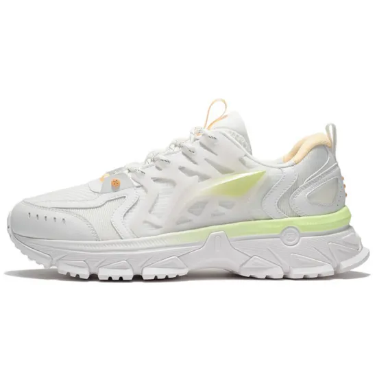 LINING Running Shoes Men Low-Top Champagne White/Fluorescent Ice Orange