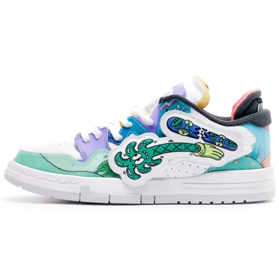 Steven Harrington X LiNing Wei Wu PRO Skateboard Shoes Men Low Top Kohlrabi Green/Light Blue Purple/Mist White