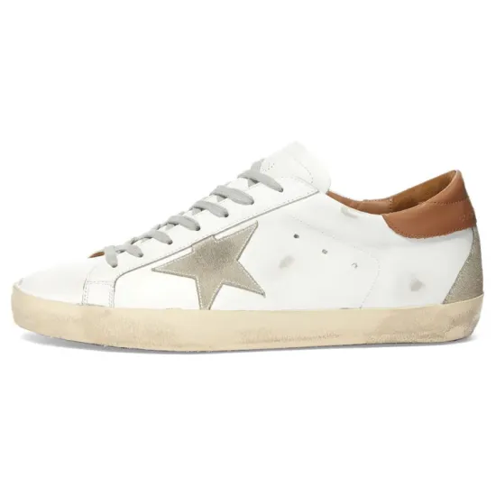 Golden Goose Super-Star White Vacchetta Tan Grey Suede Patch
