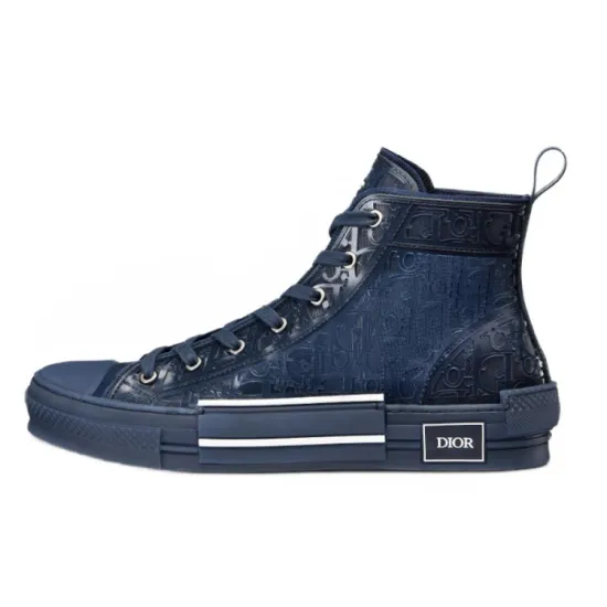 DIOR B23 High Top Blue Raised Oblique