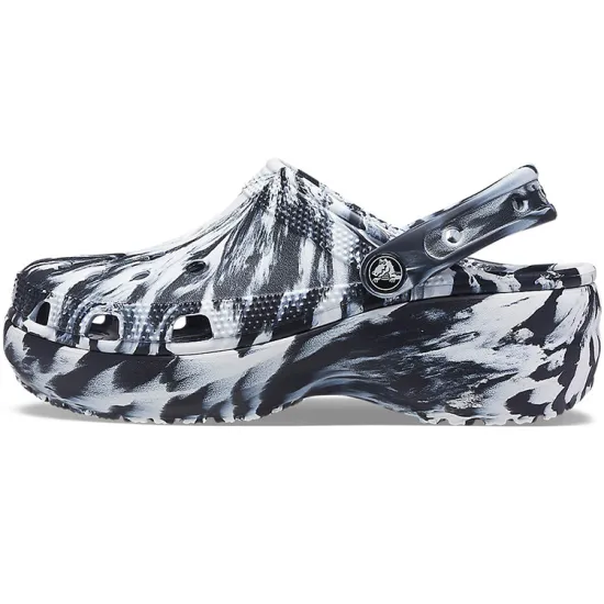 Crocs Classic Platform Marbled Clog 'Black White' Women's