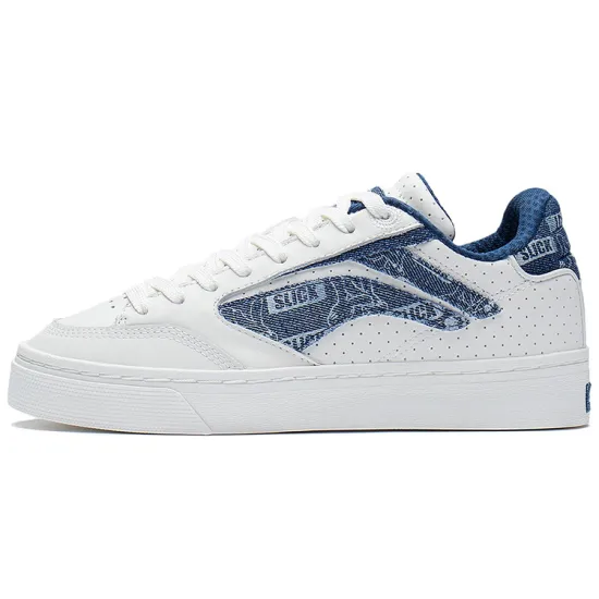 LiNing Wave Skateboard Shoes Women's Low-Top Snow White/Matte Blue