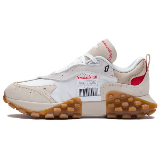 LiNing OVERLOAD Cushioning Anti Slip And Wear Resistant Low Top Sports Casual Shoes Men's White Gray