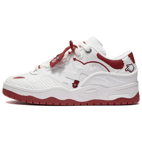 LINING CF Tracing Skateboard Shoes Women's Low-Top Mist White/Flame Red