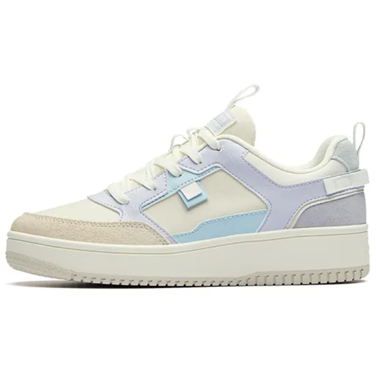ANTA Skateboard Shoes Women's Low-Top Mud Sand Gray/Ivory White