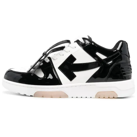 OFF-WHITE Out Of Office OOO Low Tops Patent Black White