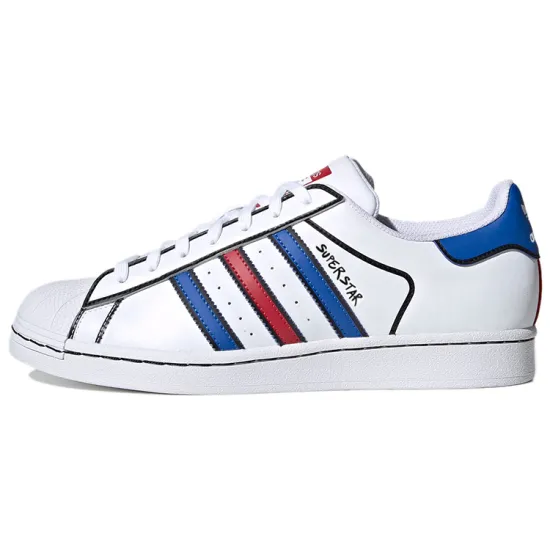 Adidas Originals Superstar Series Skateboard Shoes Unisex Low-top White/Blue/Red