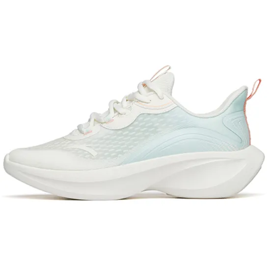 ANTA Running Shoes Women's Low-Top Ivory White/Foam Green/Light Rainbow Pink