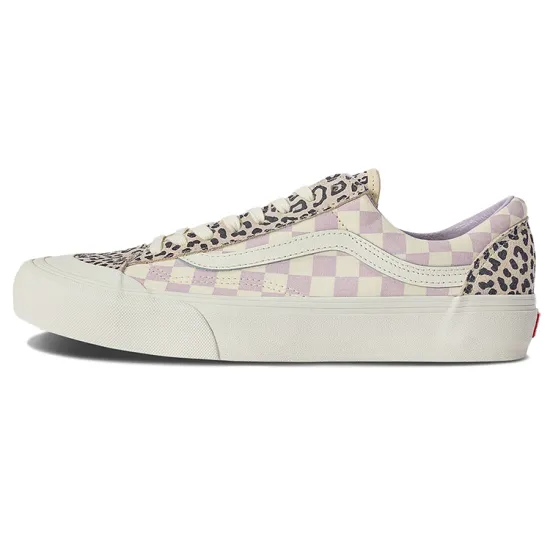 Vans Style 36 Skateboarding Shoes Unisex Low-top Leopard Print/purple And White Checkerboard