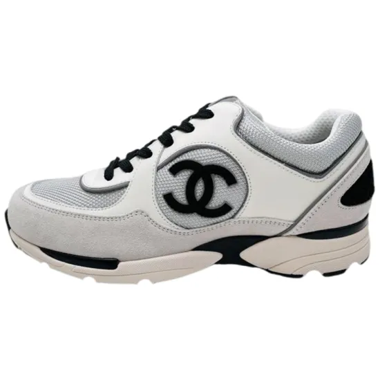 CHANEL Cc Logo Trainer White Leather Women's