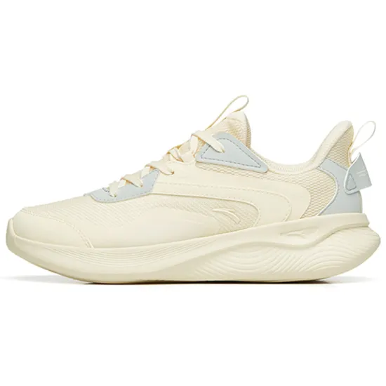 ANTA Running Shoes Women's Low-Top Light Beige White Gray Green/Light Yellow