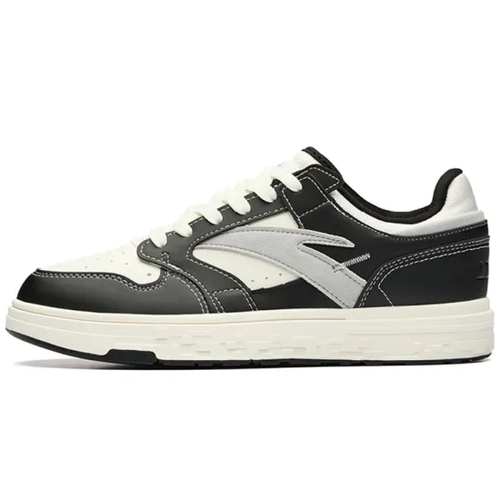 ANTA Street Play Series Skateboard Shoes Men Low-Top Black Ivory White/Microchip Gray