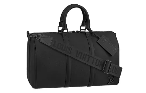 LOUIS VUITTON Keepall Aerogram Cow Leather Travel Bag Crossbody One Shoulder Handbag Men's Black