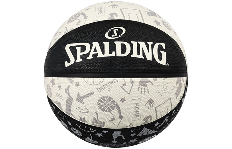SPALDING Graffiti Rubber Basketball Black White Size 7 Training Unisex China Mainland Version