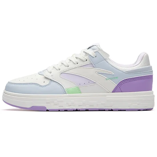 Anta Street Naughty Wear-resistant Non-slip And Breathable Low-Top Skateboard Shoes Women's White Blue Purple
