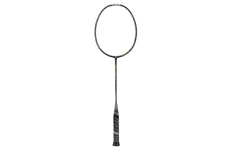 Mizuno FORTIUS Full Carbon Badminton Rackets Single Racket Offensive Type Heavy Head, Stiff Shaft Unisex Black Yellow