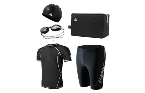 Elastic comfortable swimwear anti-fog, trousers, waterproof swimming cap, swimming bag, set, silicone black swimming pool, men's style