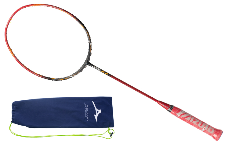 Mizuno Full Carbon Badminton Rackets Offensive Type Heavy Head, Stiff Shaft Professional Unisex Single Racket Black Red