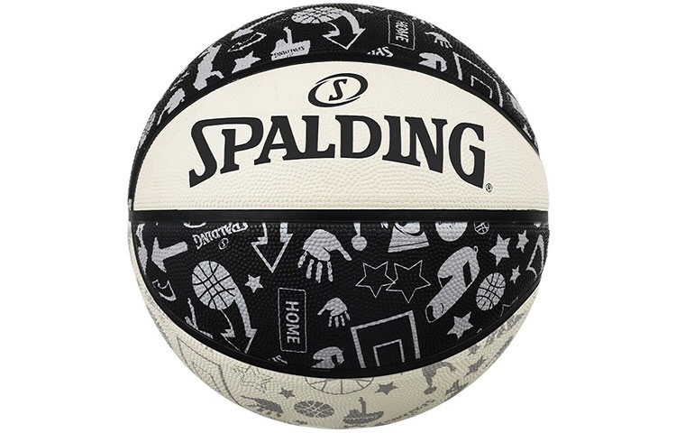 SPALDING Graffiti Rubber Basketball Black White Size 7 Training Unisex China Mainland Version