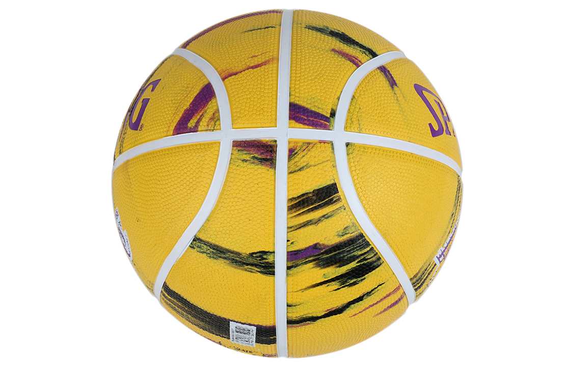SPALDING Marble Collection Rubber Basketball Print Yellow Purple Size 7 Training Unisex