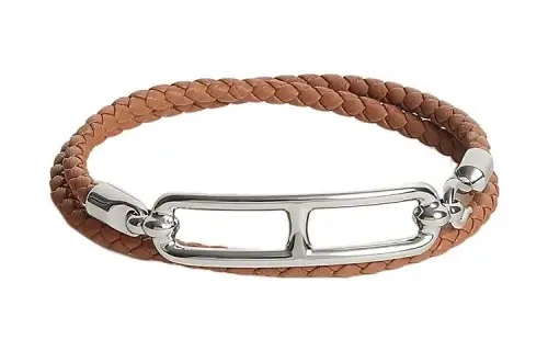 HERMES Roulis Leather Bracelets Unisex Brown