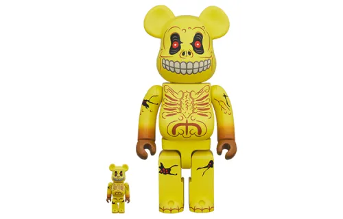 BE@RBRICK MAD BALLS Skull Face yellow 100%+400% cute trendy doll