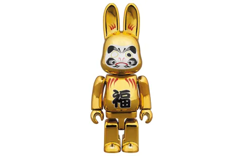 BE@RBRICK R@BRICK Rabbit Daruma Series Fu Electroplated Gold Trendy Doll