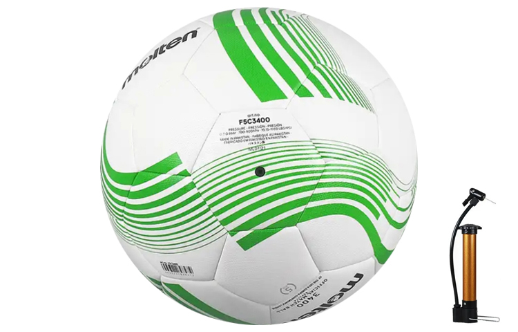 Molten Size 5 Soccer Ball PVC Machine Stitched Soccer Ball Unisex White Green