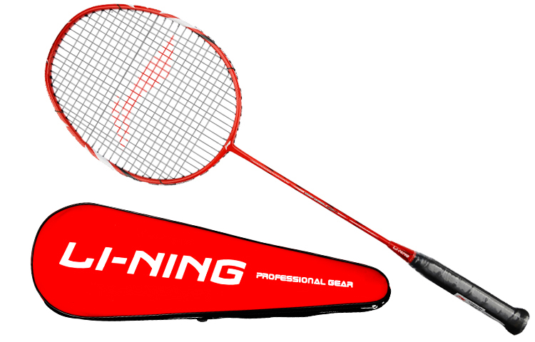 Li Ning Full Carbon Badminton Rackets Entry level 675mm Unisex Single Racket Strung Red