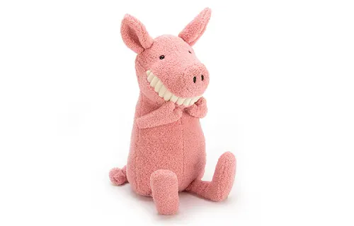 JELLYCAT Smile Big Teeth Series Toothy Pig Bare Teeth Piglet Soothing Pink Doll Plush Doll 36cm Height