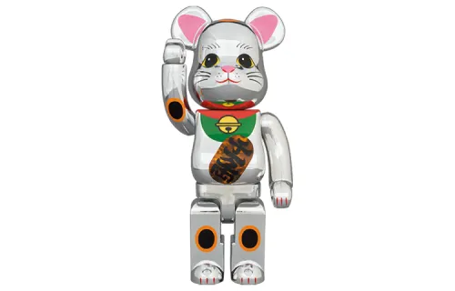 BE@RBRICK Lucky Cat Ten Million Liang Silver-plated Luminous Trendy Doll