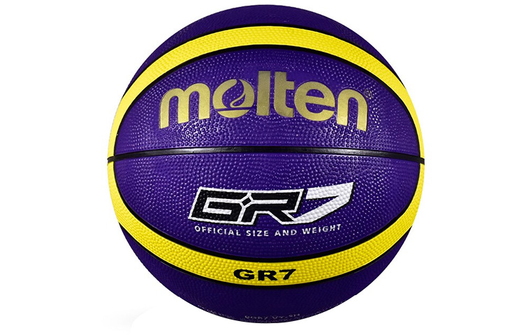 Molten Rubber Basketball Abrasion Resistant Yellow Purple Size 7 Ball Training