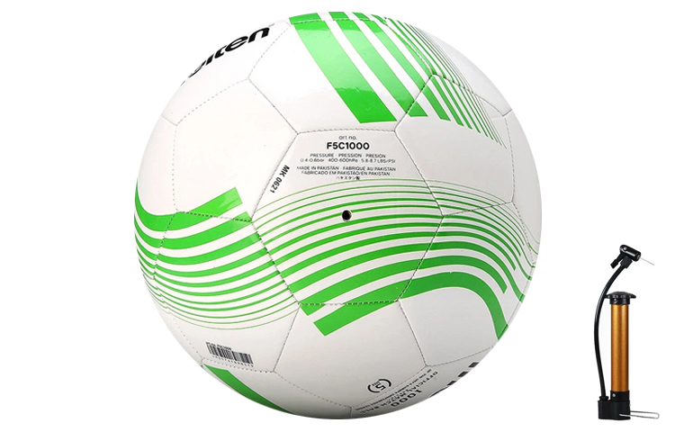 Molten Size 5 Soccer Ball PVC Machine Stitched Soccer Ball Unisex White Green
