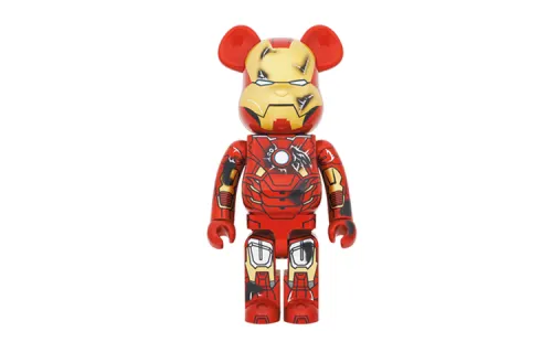 BE@RBRICK X MARVEL Marvel 400% Movie Animation Iron Man MK7 Mark Seven Battle Damaged Edition Trendy Doll 28cm
