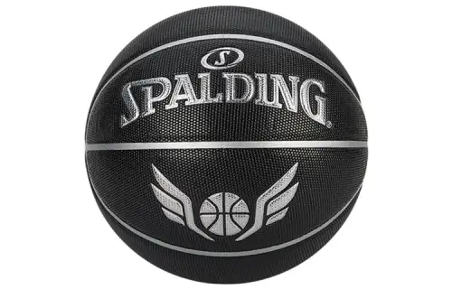 SPALDING Spalding PU Basketball Angel Wings, Protective, Wear-Resistant, Delicate Feel, Black and Silver, No. 7 Ball Training, Same Style for Men and Women, National Bank Version