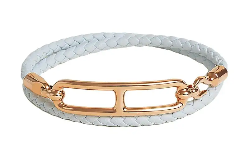 HERMES Roulis Metal Bracelets Unisex Light Blue