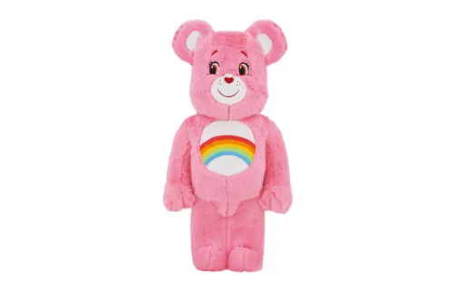 BE@RBRICK Cheer Bear Costume Rainbow Care Bear Pink Plush Trendy Doll