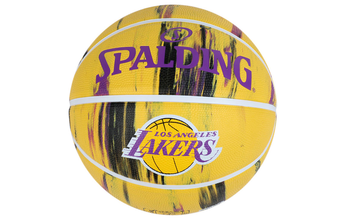 SPALDING Marble Collection Rubber Basketball Print Yellow Purple Size 7 Training Unisex